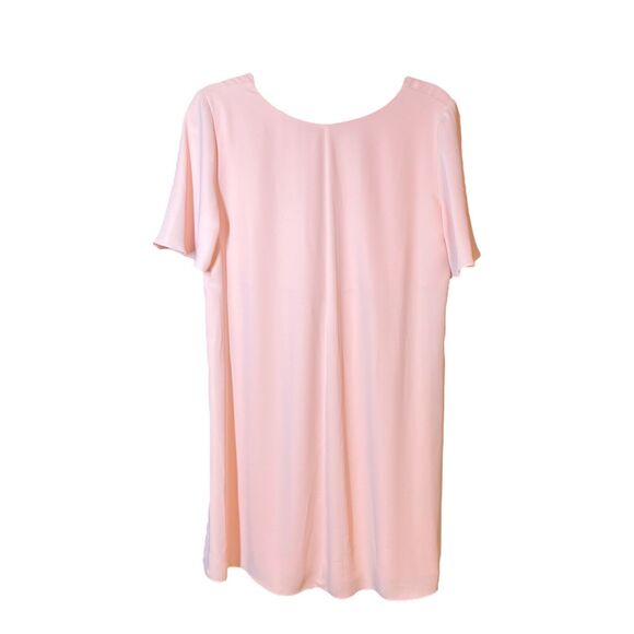 Amanda Uprichard Light Baby Pink Mini Shift Dress V Neck Small Flutter Sleeves - Picture 2 of 8